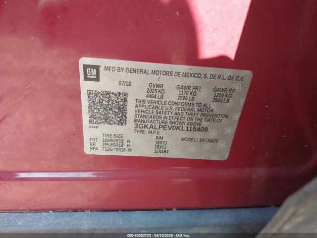 3GKALPEV0KL115409 GMC Terrain Slt