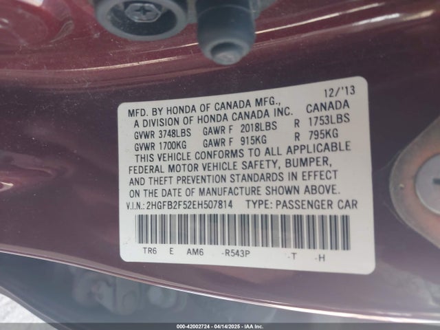 2HGFB2F52EH507814 Honda Civic Lx