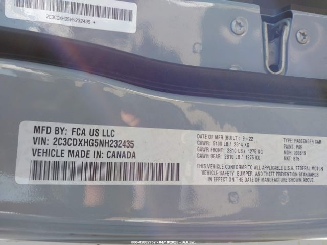 2022 DODGE CHARGER 2C3CDXHG5NH232435 Photo 8
