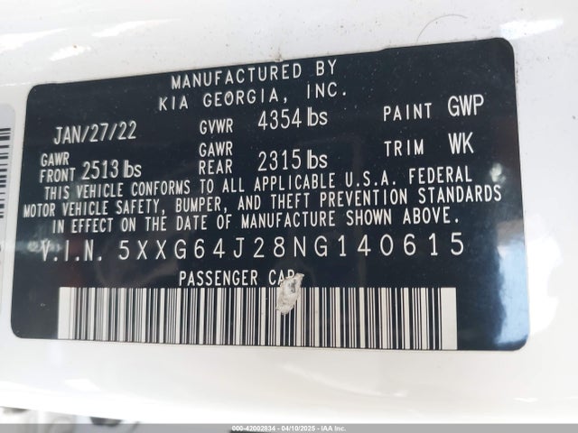 5XXG64J28NG140615 KIA K5 Gt-line