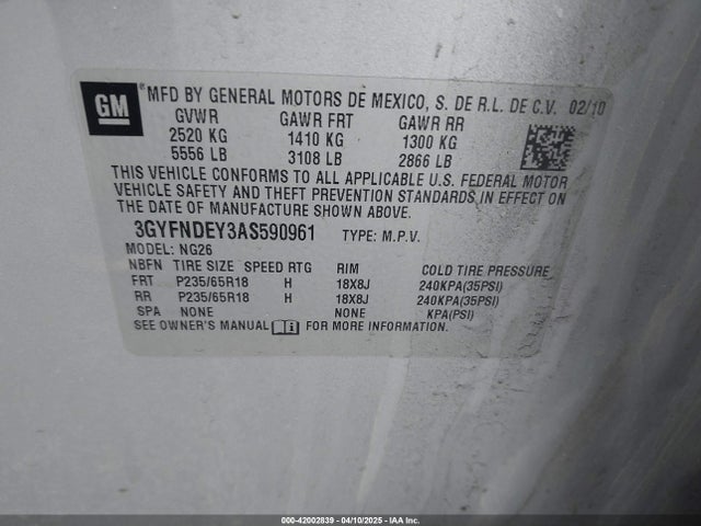 2010 CADILLAC SRX 3GYFNDEY3AS590961 Photo 8