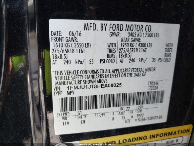 1FMJU1JT8HEA08025 Ford Expedition Xlt