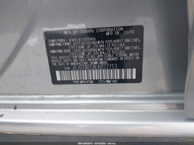 JF2GTAEC8LH222713 Subaru Crosstrek Premium