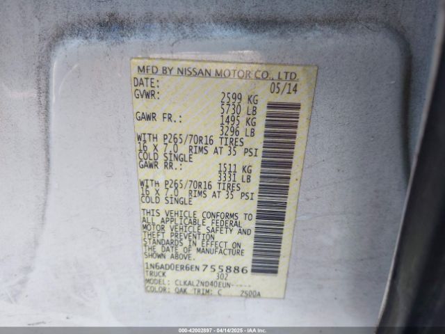 1N6AD0ER6EN755886 Nissan Frontier Desert Runner/s/sl/sv