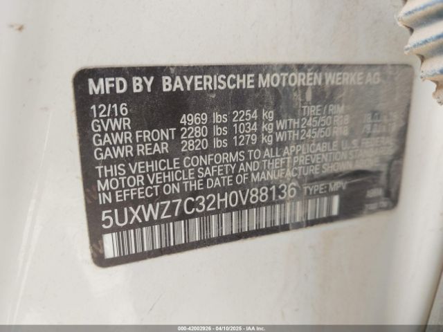 5UXWZ7C32H0V88136 BMW X3 Sdrive28i