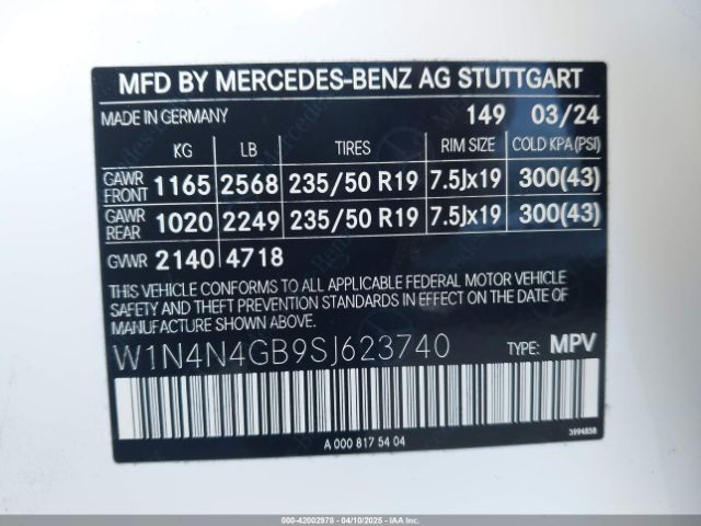 W1N4N4GB9SJ623740 Mercedes-Benz GLA 250