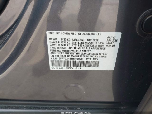 2017 ACURA MDX 5FRYD3H31HB008546 Photo 8