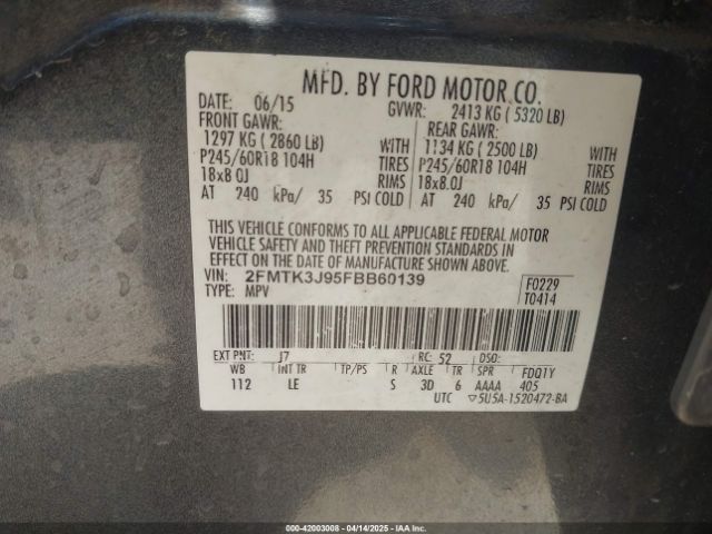 2015 FORD EDGE 2FMTK3J95FBB60139 Photo 8