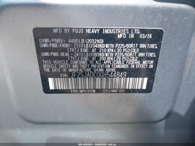 JF2SJADC0GH544849 Subaru Forester 2.5i Premium