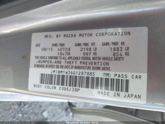 JM1BM1W36G1287885 Mazda Mazda3 S Touring