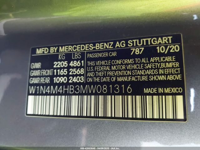 W1N4M4HB3MW081316 Mercedes-Benz Glb 250 4matic