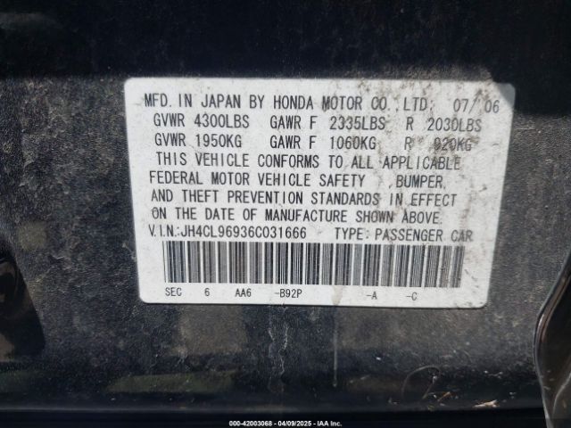 2006 ACURA TSX JH4CL96936C031666 Photo 8