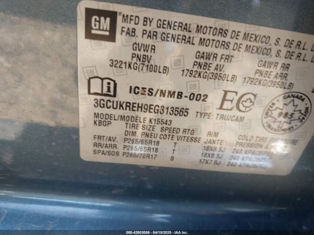 3GCUKREH9EG313565 Chevrolet Silverado 1500 1lt/2lt
