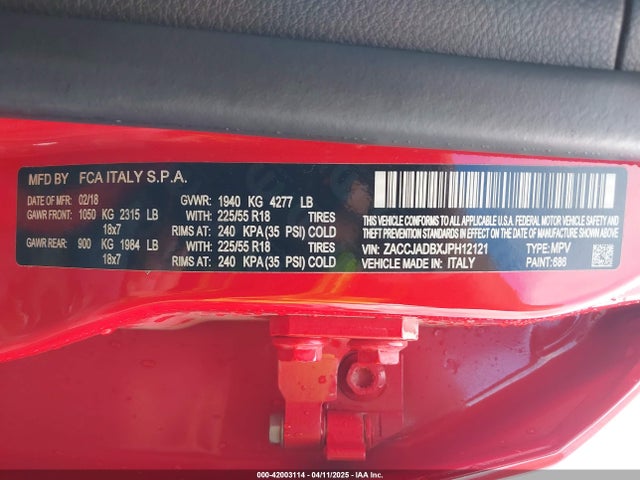 ZACCJADBXJPH12121 Jeep Renegade Limited Fwd