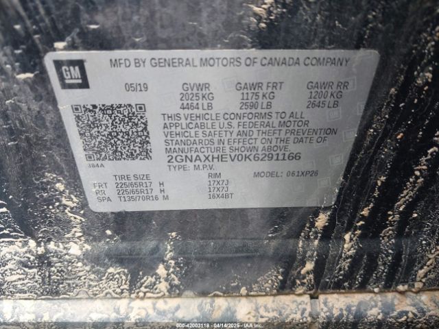 2019 CHEVROLET EQUINOX 2GNAXHEV0K6291166 Photo 8