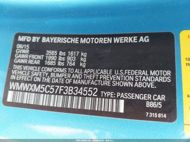 WMWXM5C57F3B34552 Mini Hardtop Cooper
