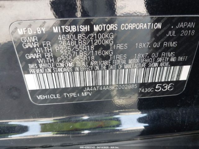 2019 MITSUBISHI ECLIPSE CROSS JA4AT4AA8KZ002985 Photo 8