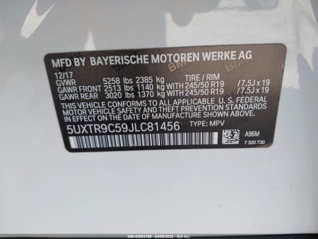 5UXTR9C59JLC81456 BMW X3 Xdrive30i