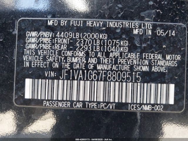 JF1VA1G67F8809515 Subaru Wrx Limited