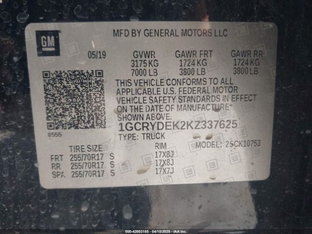 1GCRYDEK2KZ337625 Chevrolet Silverado 1500 Lt