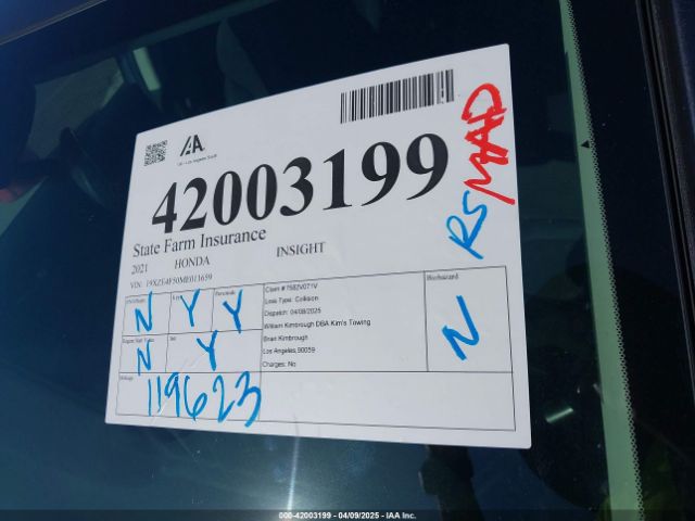 19XZE4F50ME011659 Honda INSIGHT EX