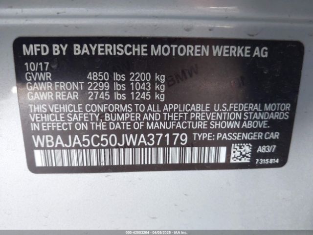 WBAJA5C50JWA37179 BMW 530I