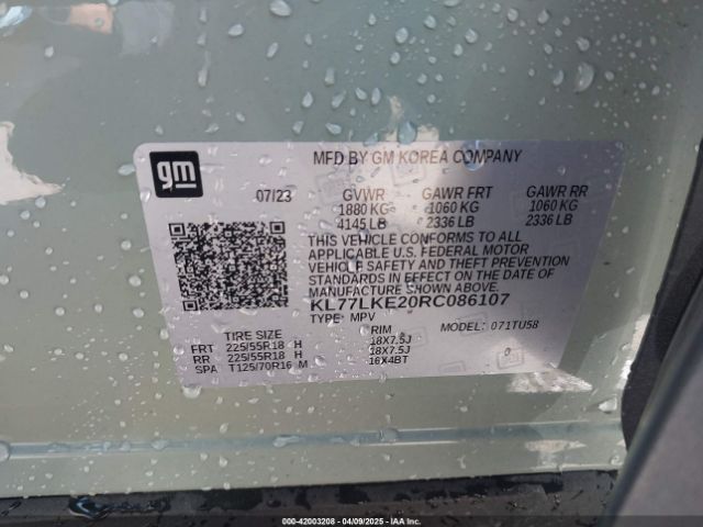 KL77LKE20RC086107 Chevrolet Trax Fwd Activ