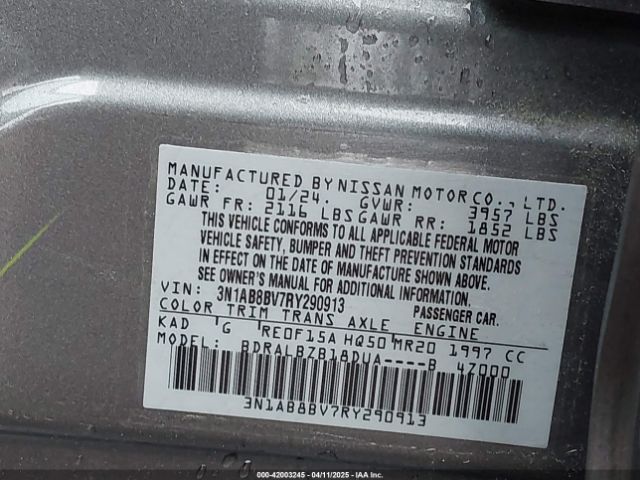 3N1AB8BV7RY290913 Nissan Sentra S Xtronic Cvt