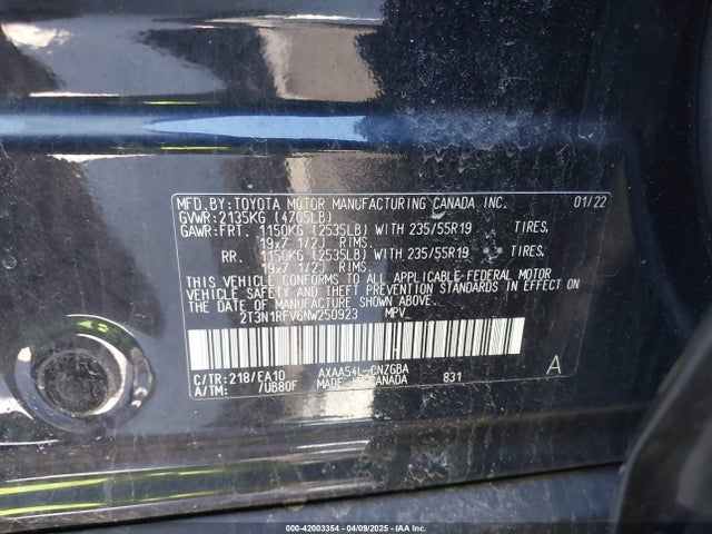 2T3N1RFV6NW250923 Toyota Rav4 Limited