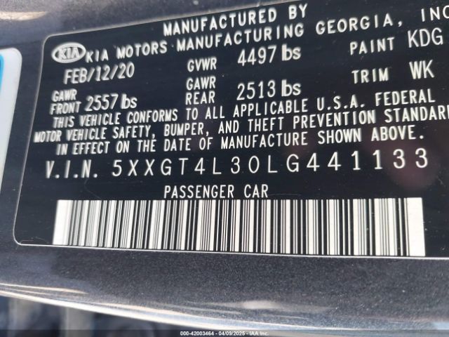 5XXGT4L30LG441133 KIA Optima Lx