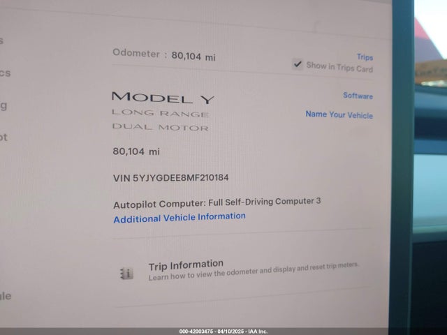 5YJYGDEE8MF210184 Tesla Model Y