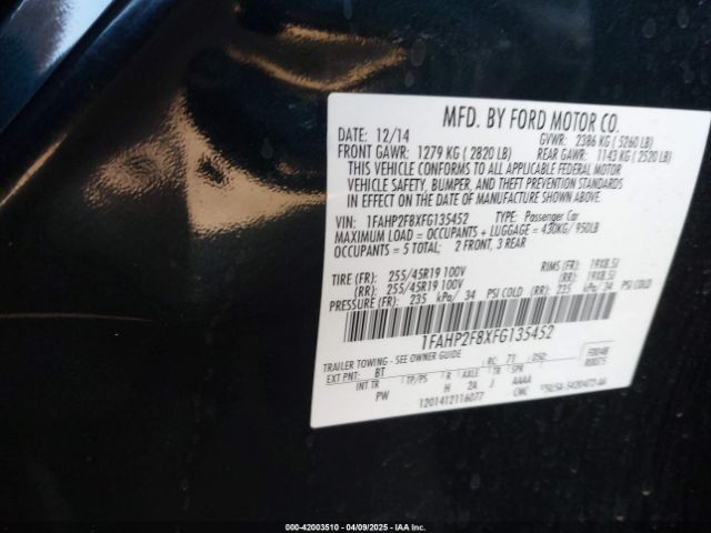 1FAHP2F8XFG135452 Ford Taurus Limited