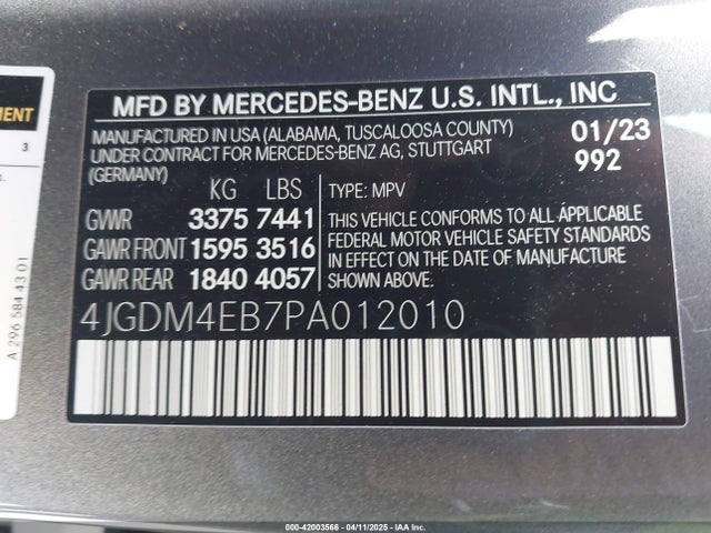 4JGDM4EB7PA012010 Mercedes-Benz Eqs 580 Suv 4matic