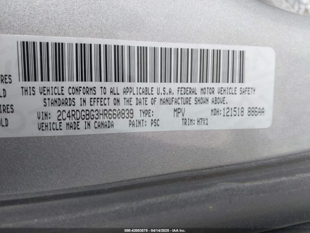 2C4RDGBG3HR660839 Dodge Grand Caravan Se