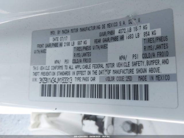 3MZBN1W34JM163313 Mazda Mazda3 Grand Touring