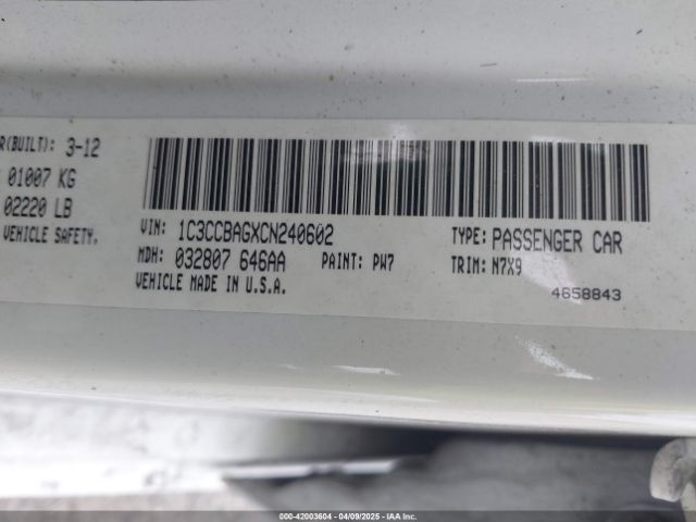 2012 CHRYSLER 200 1C3CCBAGXCN240602 Photo 8