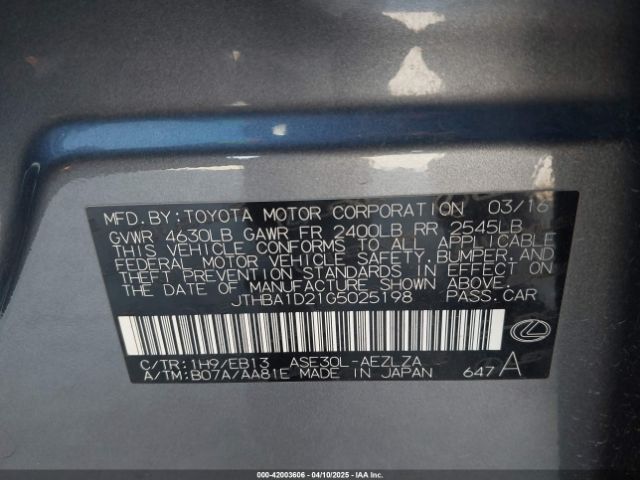 2016 LEXUS IS 200T JTHBA1D21G5025198 Photo 8