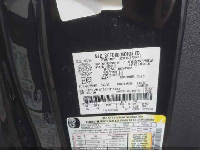 1FTFW1ET9EFB11863 Ford F-150 Fx4