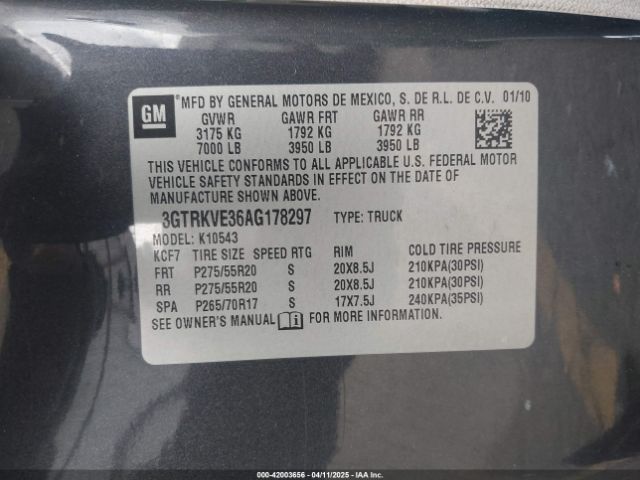 2010 GMC SIERRA 1500 3GTRKVE36AG178297 Photo 8