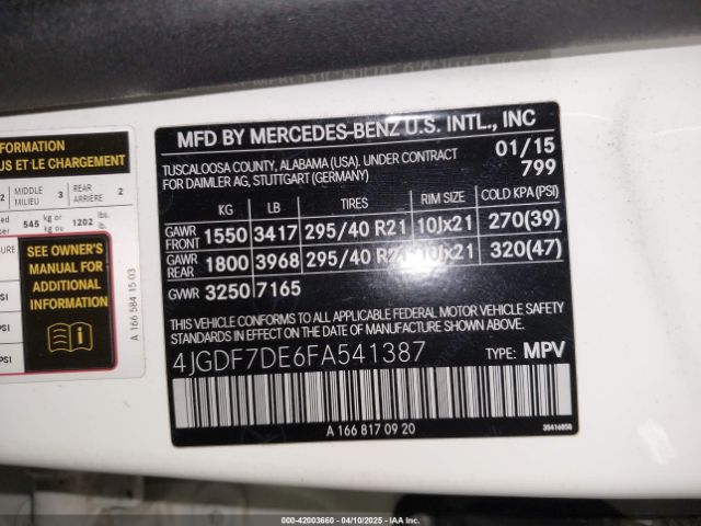 2015 MERCEDES-BENZ GL 550 4JGDF7DE6FA541387 Photo 8