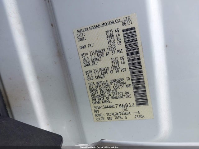5N1AT3BA6MC786812 Nissan 2021