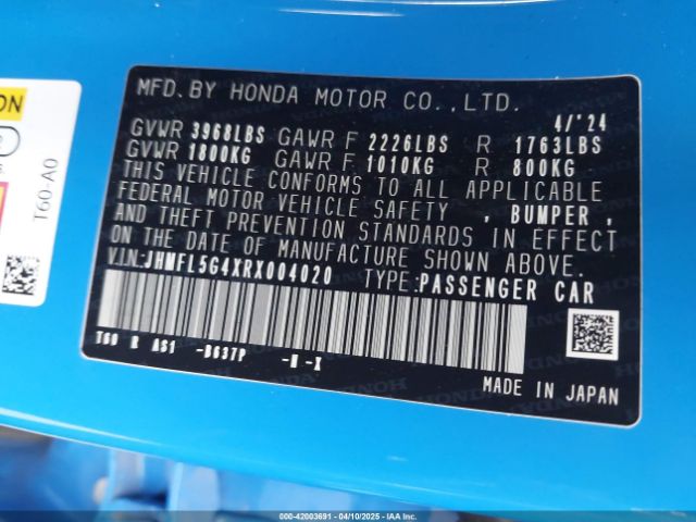 JHMFL5G4XRX004020 Honda CIVIC TYPE R