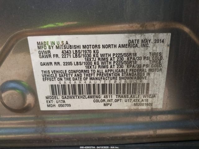 2014 MITSUBISHI OUTLANDER SPORT 4A4AR4AU7EE028934 Photo 8