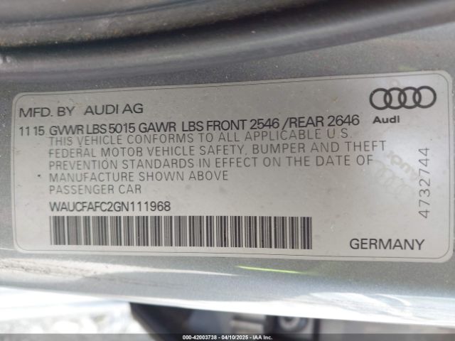 WAUCFAFC2GN111968 Audi A6
