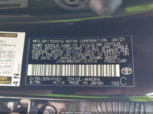 JTNKHMBXXM1127014 Toyota C-HR LE
