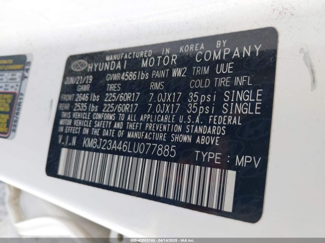 KM8J23A46LU077885 Hyundai TUCSON SE