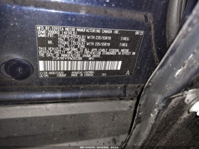 2T3A1RFV1PW392386 Toyota Rav4 Xle Premium