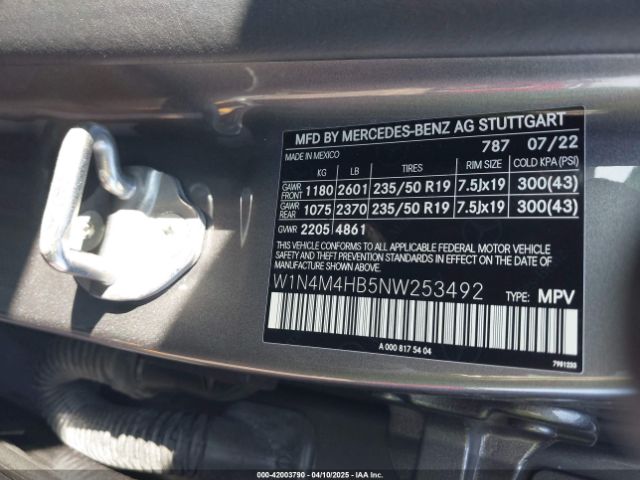 W1N4M4HB5NW253492 Mercedes-Benz Glb 250 4matic