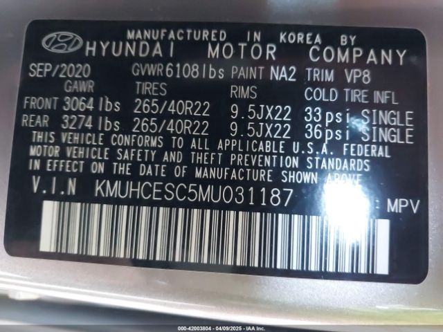 KMUHCESC5MU031187 Genesis Gv80 3.5t Awd
