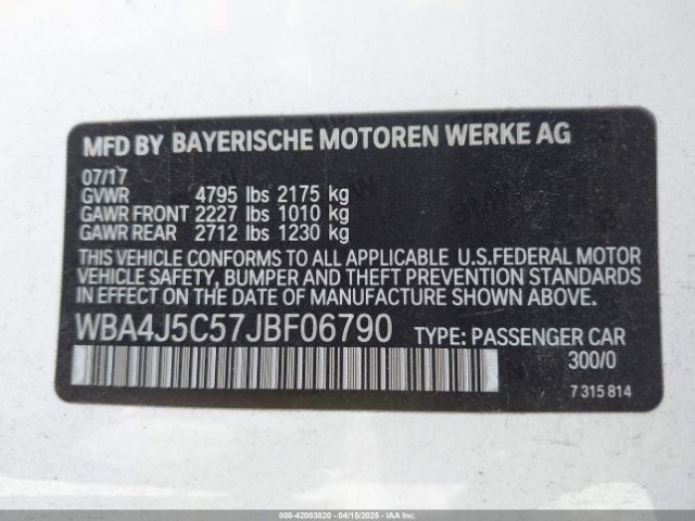 WBA4J5C57JBF06790 BMW 440i Gran Coupe